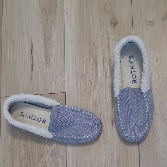 Rothy's Light Blue Loafers with Cream Lining Size 6w - Picture 1 of 8